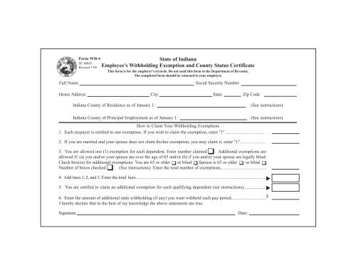 2023 Indiana State Tax Withholding Form Printable Forms Free Online