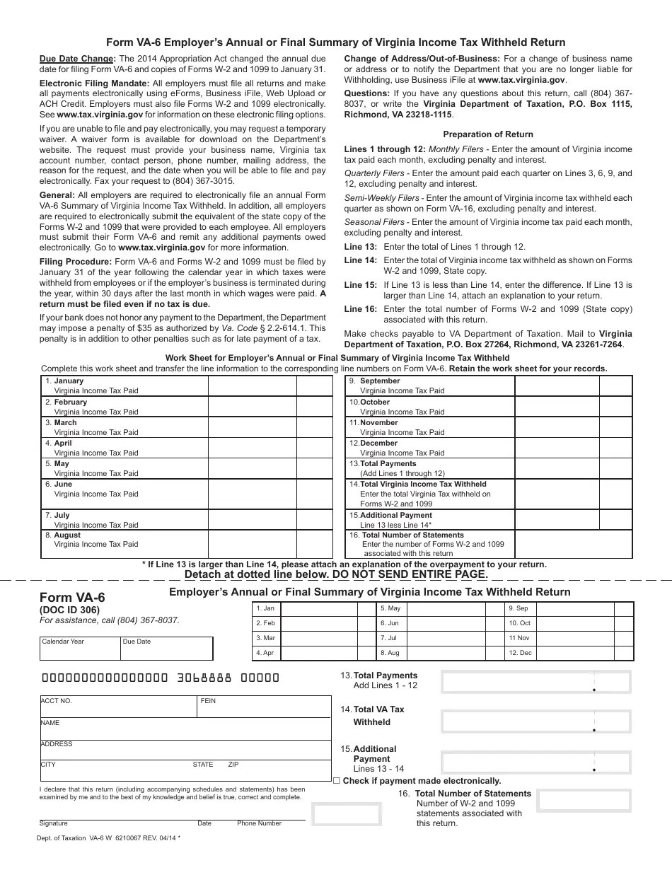 2023 Virginia State Withholding Tables Printable Forms Free Online