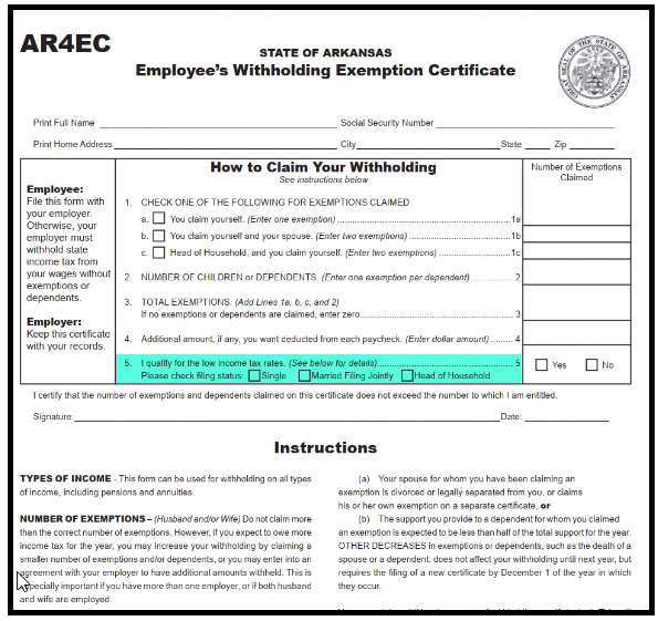 Arkansas Withholding Form 2023 Printable Forms Free Online