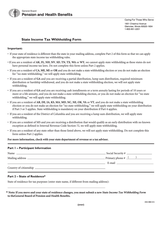 Fillable State Income Tax Withholding Form Printable Pdf Download 