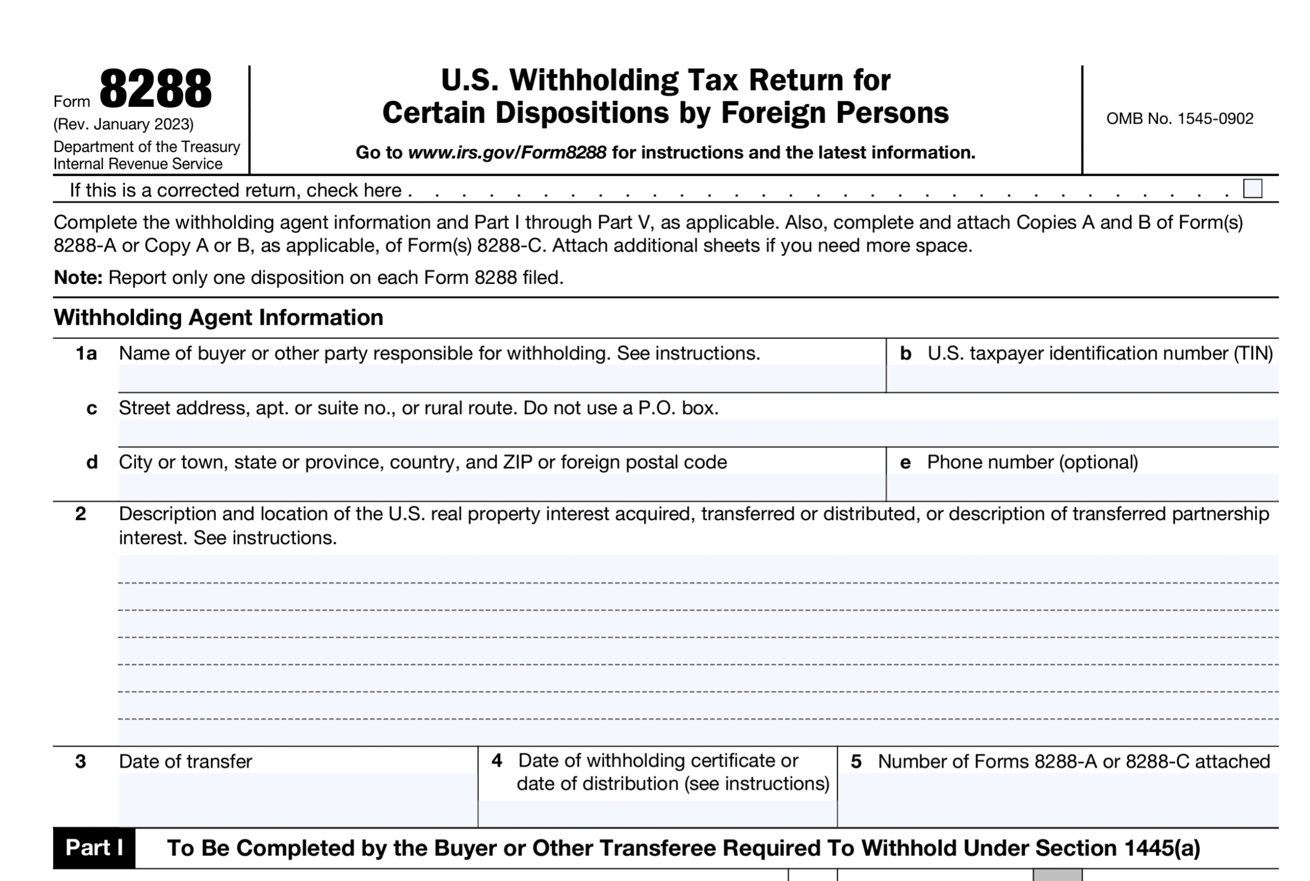 Form 8288 FIRPTA Tax Withholding