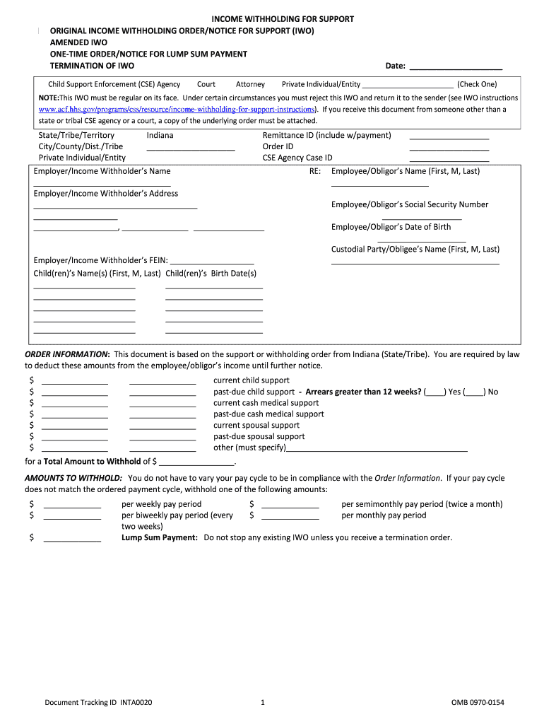 Indiana Income Withholding 2020 2024 Form Fill Out And Sign Printable