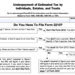 IRS Form 2210 Instructions Underpayment Of Estimated Tax