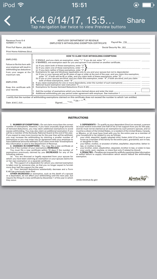 Kentucky State Withholding Form K 4 WithholdingForm