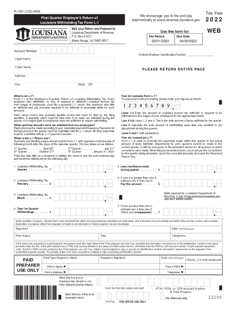 Louisiana Withholding Tax Form L 1 Fill Out Sign Online DocHub