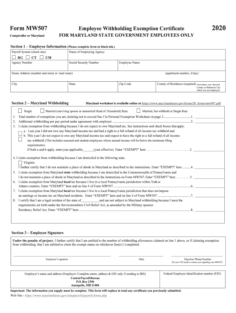 Maryland Employee Withholding Form 2023 Printable Forms Free Online