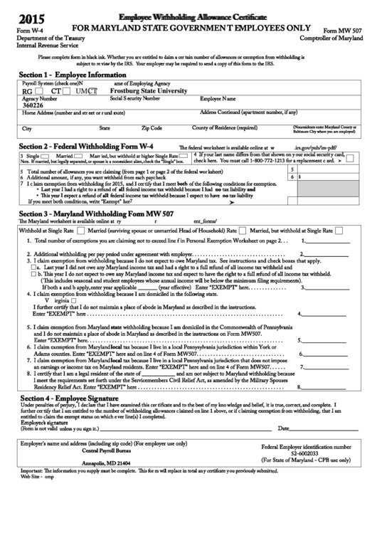 Maryland State Income Withholding Form WithholdingForm