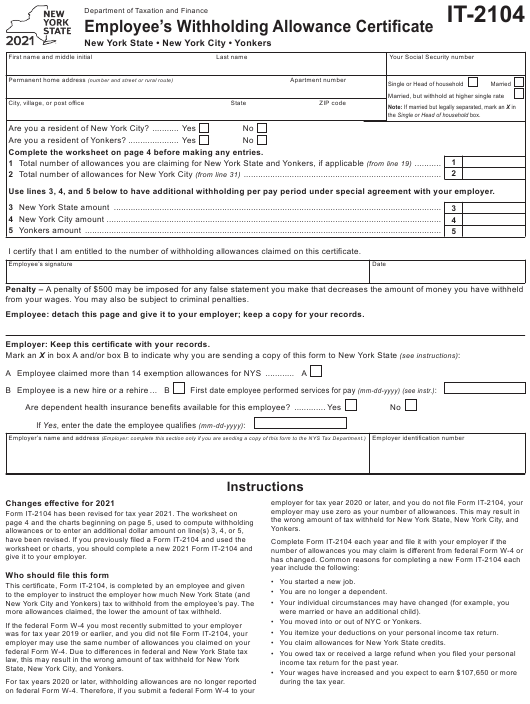 New York State Withholding Tax Forms 2022 WithholdingForm