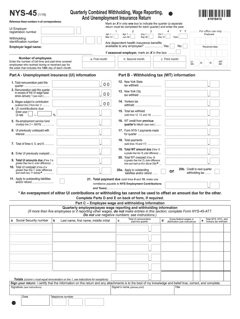 Ny State Qtly Withholding Form WithholdingForm