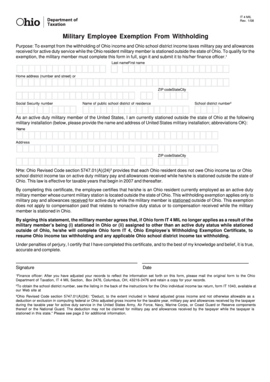 Ohio Department Of Taxation Employee Withholding Form WithholdingForm